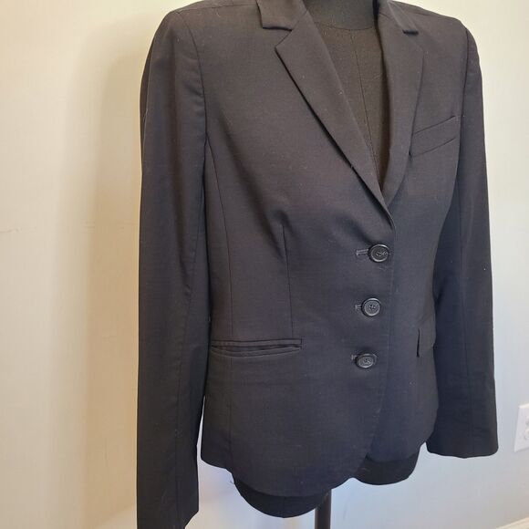 J. Crew Womens Wool Blazer Suit Notch Collar 3 Button Vented Lined Black Sz 4 - Picture 2 of 13